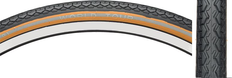Alpha Street 26 X 1 3/8 Classic Bicycle Tire - Black With White Wall - 50 PSI Semi-Slick